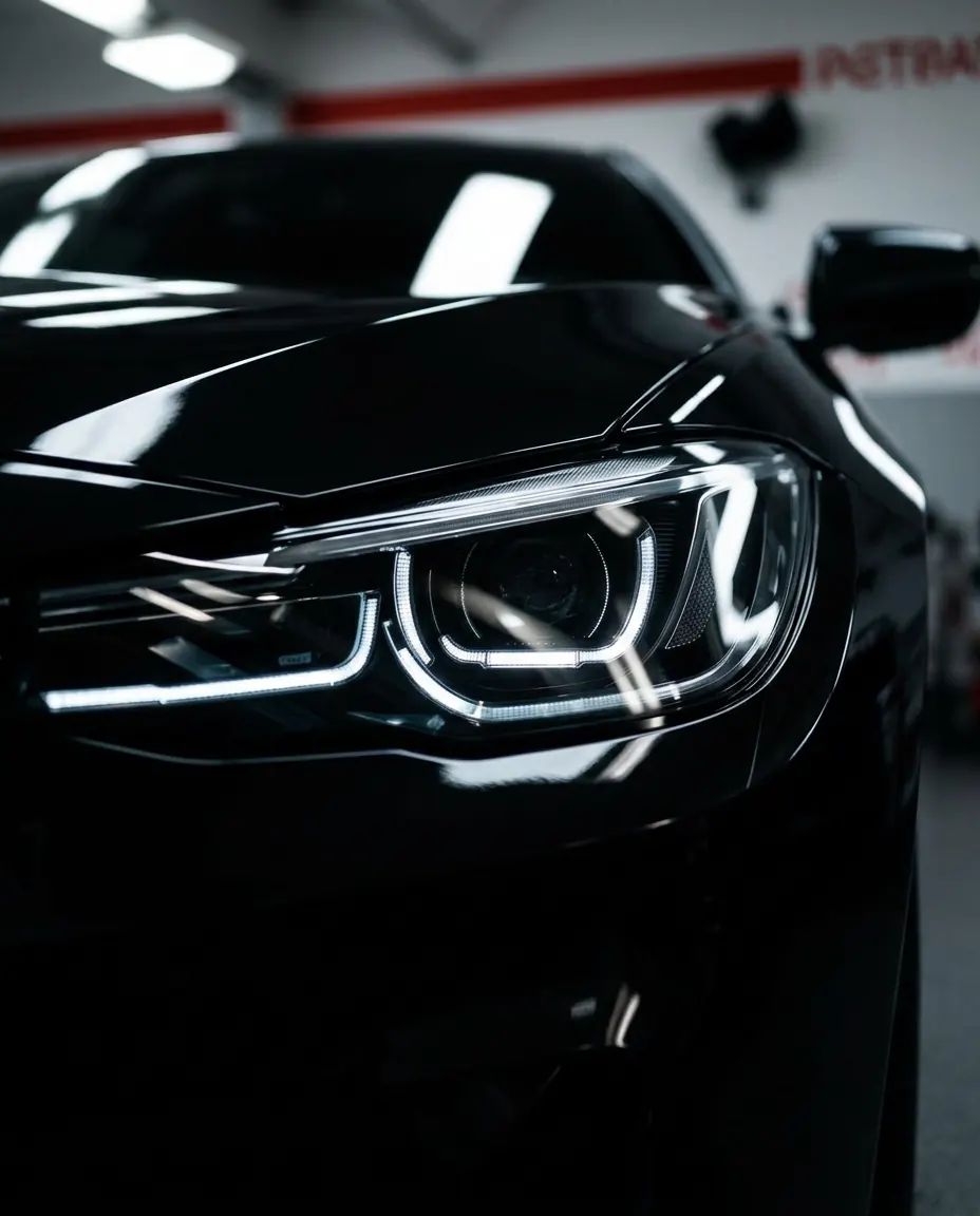 Koplamp met diepe glans na detailing