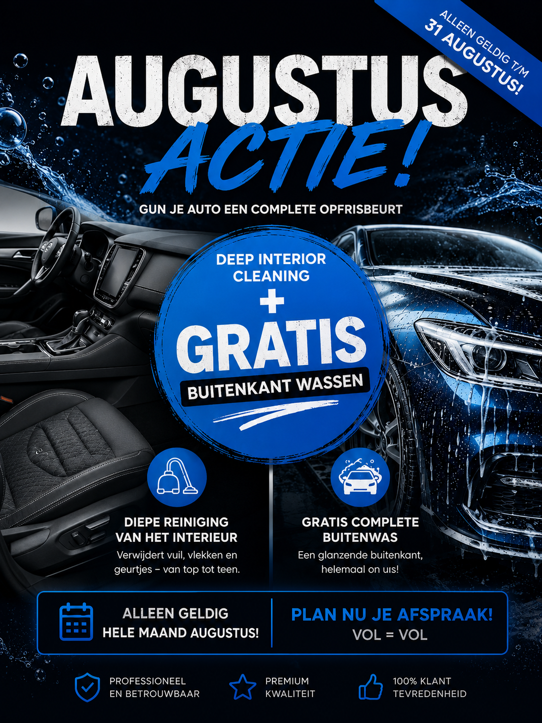 Blinkie Car Care augustus actie: deep interior cleaning met gratis buitenkant wassen