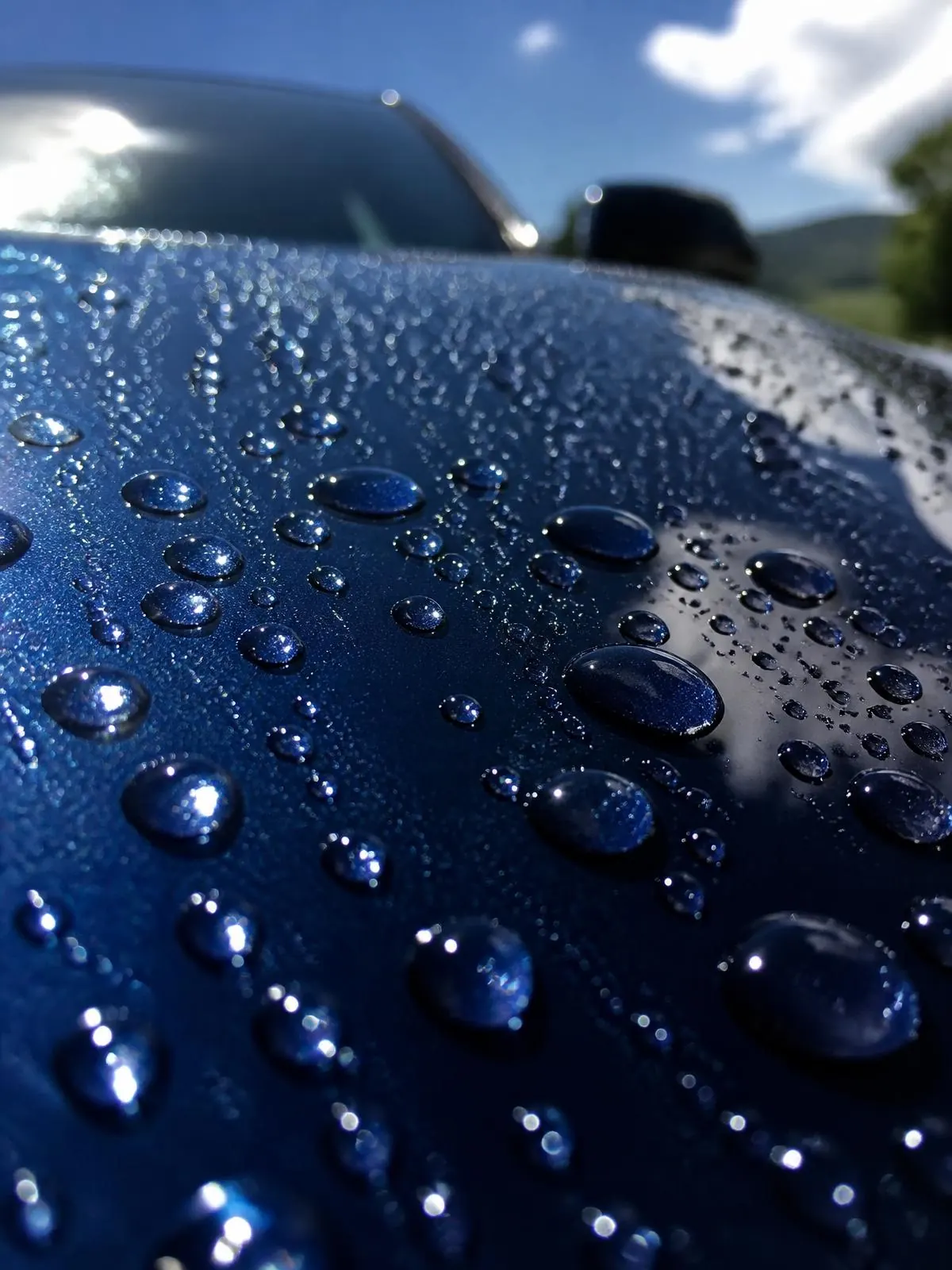 Perfecte waterparels op strak gepolijste lak zonder krassen